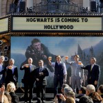 Tom Williams, Chairman and CEO, Universal Parks & Resorts; Ron Meyer, President and COO, Universal Studios; California Governor, Jerry Brown; Barry Meyer, Chairman and CEO, Warner Bros.; James Phelps, portrayed Fred Weasley in the Harry Potter films; Oliver Phelps, portrayed George Weasley in the Harry Potter films; Zev Yaroslavsky, L.A. County Supervisor